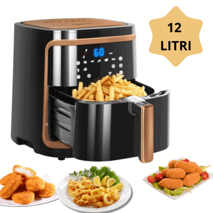 Friggitrice ad Aria 12 Litri 2800W Cesto Antiaderente Removibile, Touch Screen LCD, Cottura Senza Olio