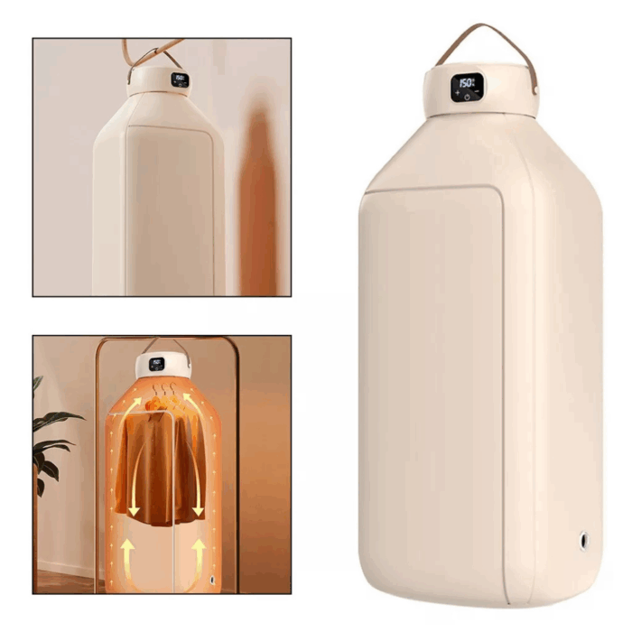 Asciugatrice Portatile Rotante 600W – Pieghevole con Display LED e Timer per Vestiti e Biancheria - immagine 2