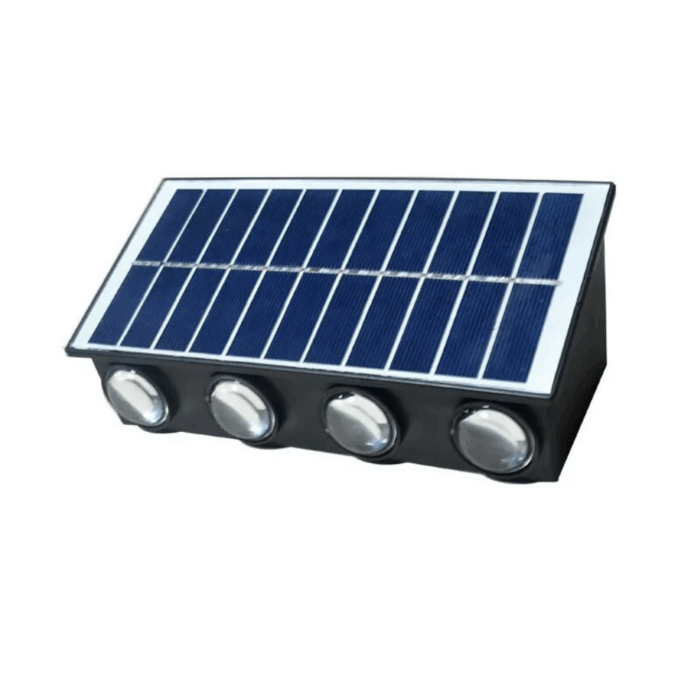 Appliques Luce Bidirezionale 8 LED a Ricarica Solare, Luce Fredda o Calda, per Parete Muro Giardino Esterni - immagine 3