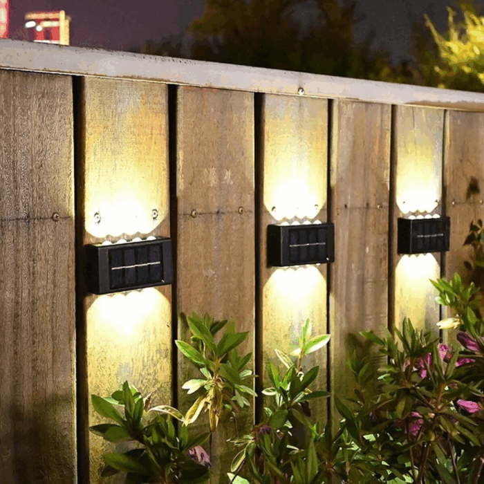 Appliques Luce Bidirezionale 10 LED a Ricarica Solare, Luce Fredda o Calda per Parete Muro Giardino Esterni - immagine 5