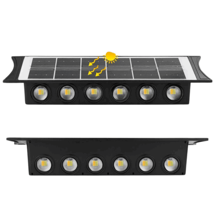 Appliques Luce Bidirezionale 12 LED a Ricarica Solare, Luce Fredda o Calda per Parete Muro Giardino Esterni - immagine 4