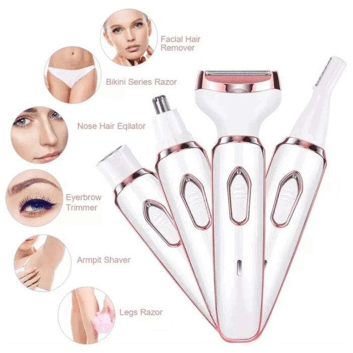 Epilatore 4 in 1 | Rasoio Elettrico Donna con Testine Intercambiabili USB | Peli Corpo e Viso - immagine 5
