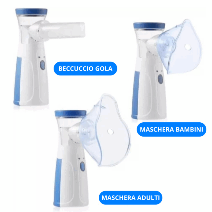 Nebulizzatore Aerosol Portatile Senza Fili – Inalatore Ricaricabile USB con 3 Mascherine per Bambini e Adulti - immagine 3