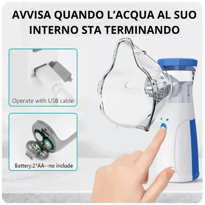 Nebulizzatore Aerosol Portatile Senza Fili – Inalatore Ricaricabile USB con 3 Mascherine per Bambini e Adulti - immagine 8