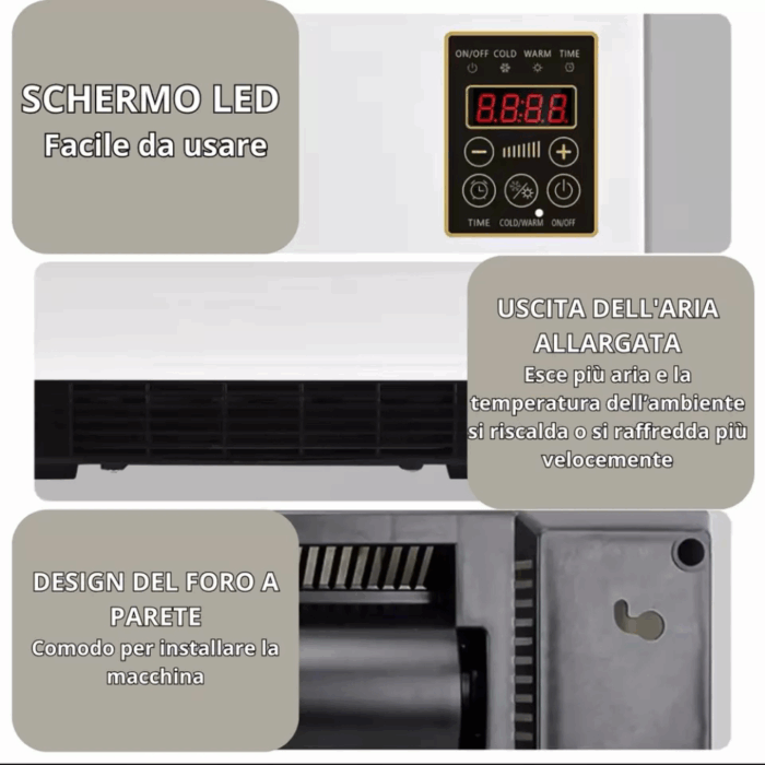 Termoconvettore 1500W Climatizzatore da Parete | Stufa a Basso Consumo con Asse Stendipanni - immagine 10