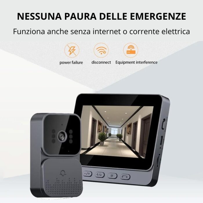 Campanello Wireless con Telecamera 1080P | Videocitofono da Appoggio con Schermo 4.3" Infrarossi - immagine 3