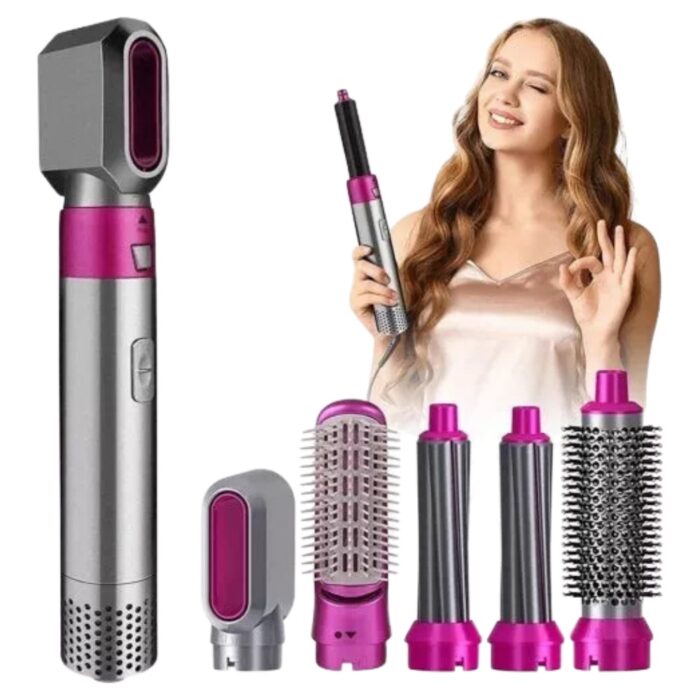 Spazzola Asciugacapelli 5 in 1 con Baule | Accessori Intercambiabili, Anticrespo - immagine 3