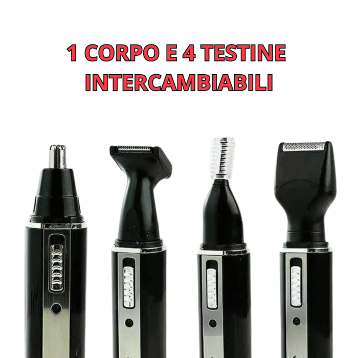Epilatore 4 in 1 Uomo | Rasoio in Acciaio con Testine Intercambiabili per Barba, Basette, Peli Corti - immagine 2