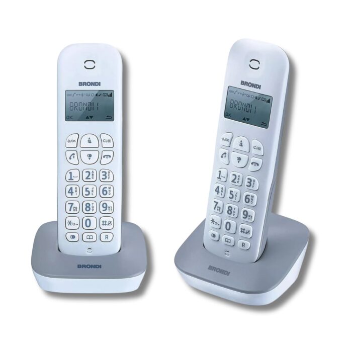 Coppia di Telefoni Fissi Cordless BRONDI | Portatile Senza Fili con Basi - immagine 2