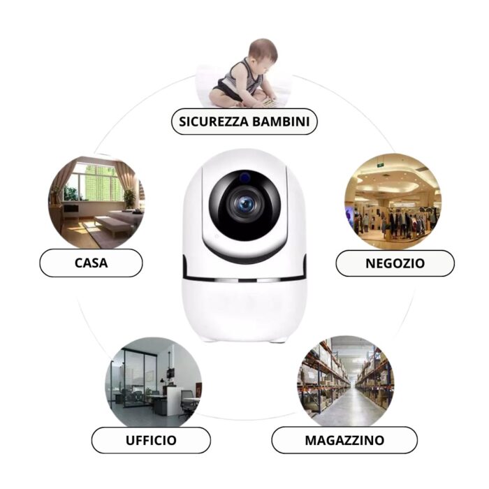 Telecamera Wireless Wifi HD 1080P da Appoggio | IP Camera Motorizzata 360° - immagine 3