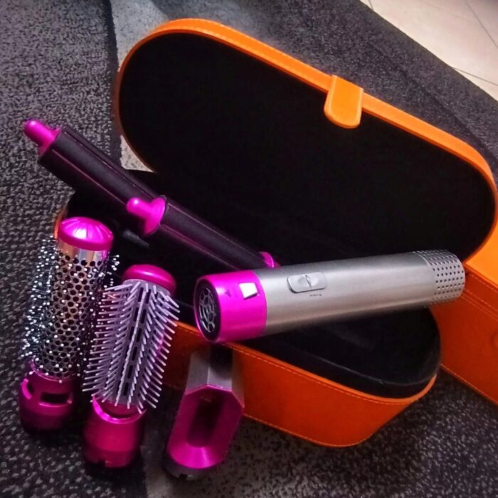 Spazzola Asciugacapelli 5 in 1 con Baule | Accessori Intercambiabili, Anticrespo - immagine 5