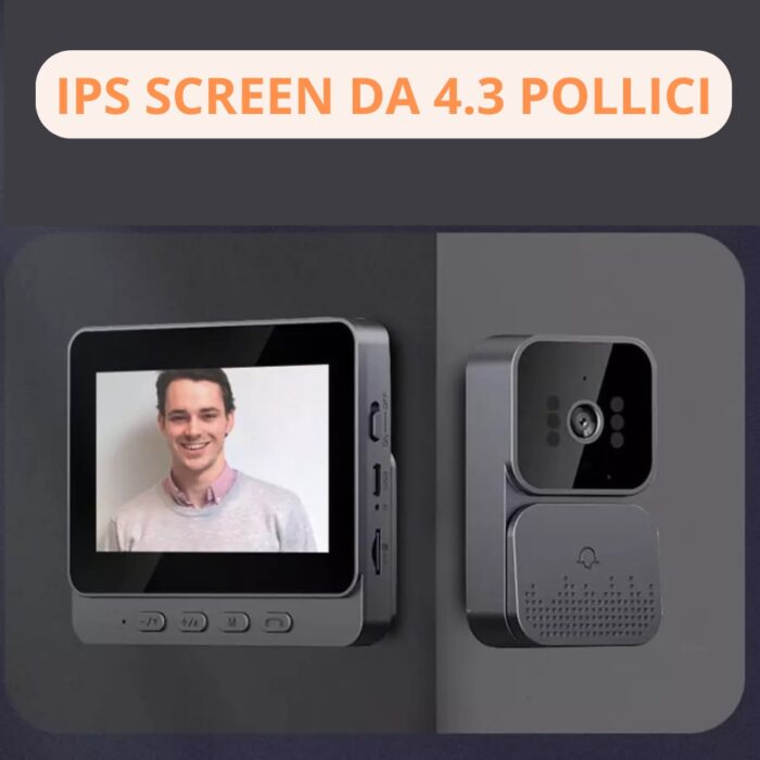 Campanello Wireless con Telecamera 1080P | Videocitofono da Appoggio con Schermo 4.3" Infrarossi - immagine 2