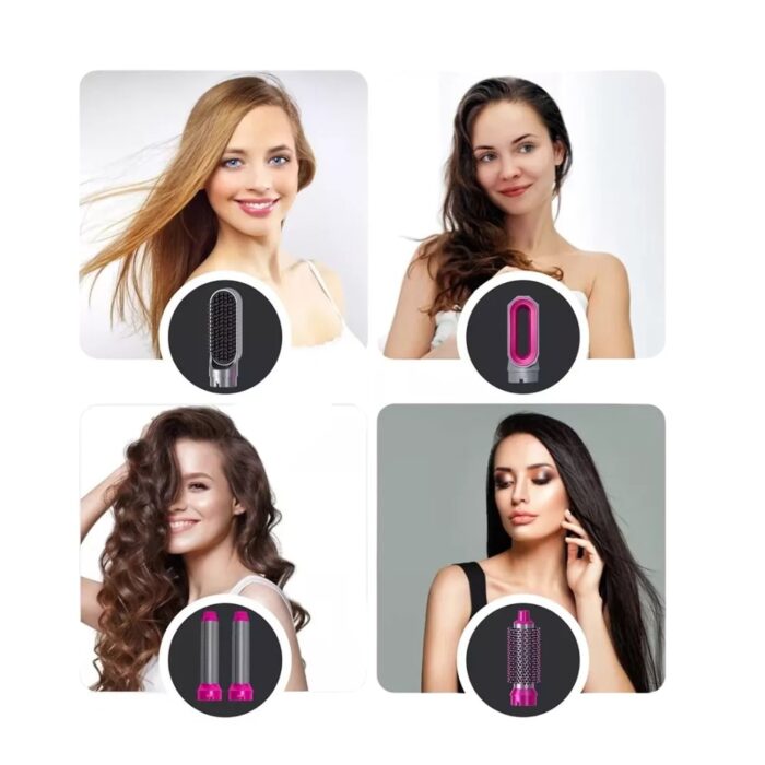 Spazzola Asciugacapelli 5 in 1 con Baule | Accessori Intercambiabili, Anticrespo - immagine 4