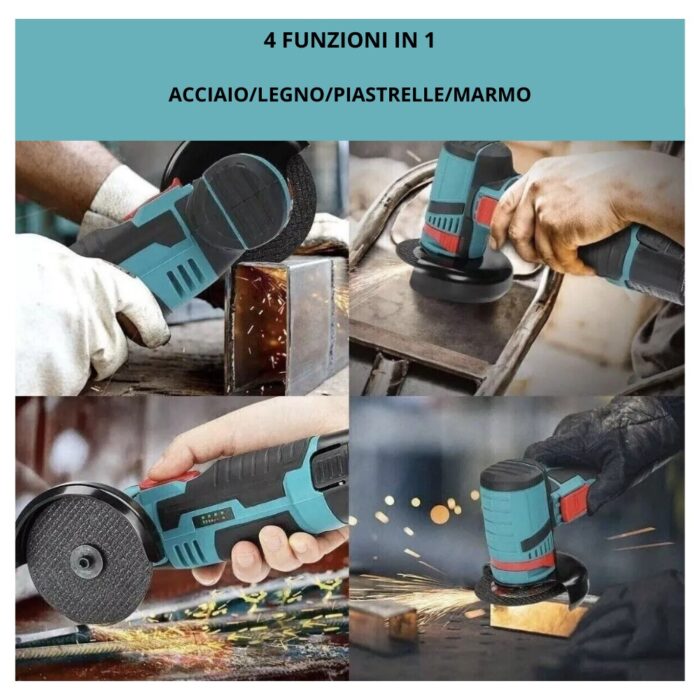 Mini Smerigliatrice Flex Doppia Batteria 48V | Portatile con 2 Dischi 76mm + Valigetta - immagine 8