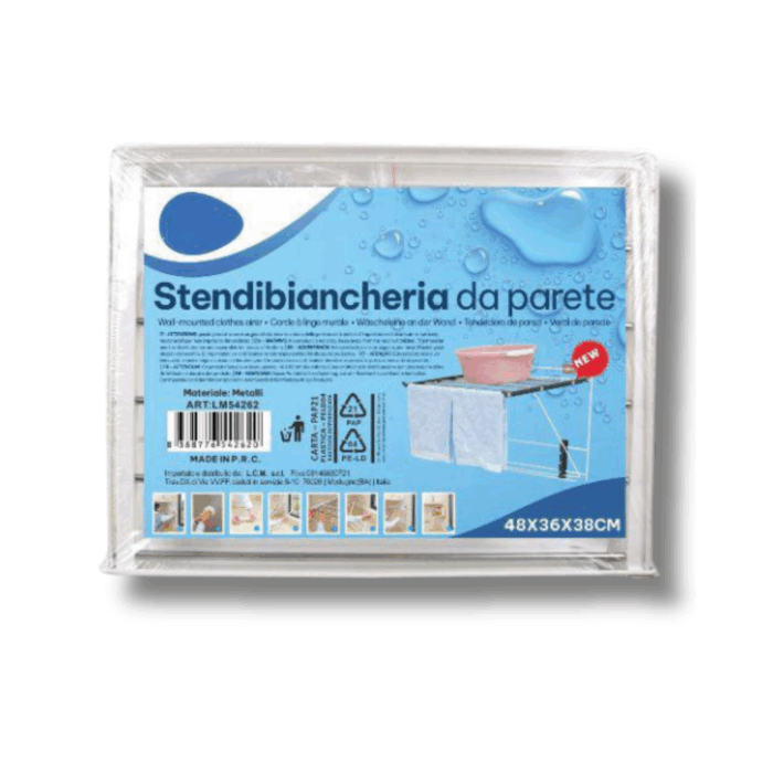Stendi Panni da Parete 48x3x38cm | Stendibiancheria Richiudibile Salvaspazio - immagine 3