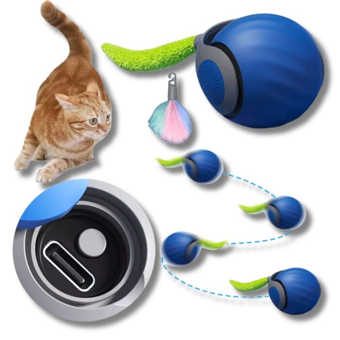 Palla Rotante Interattiva con Coda per Gatti | Speedy Tail Gioco Ricaricabile USB - immagine 2