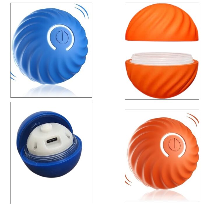 Palla Rimbalzante Auto-Rotolante per Cani e Gatti con Luce LED | Gioco Interattivo Intelligente Ricaricabile USB - immagine 3