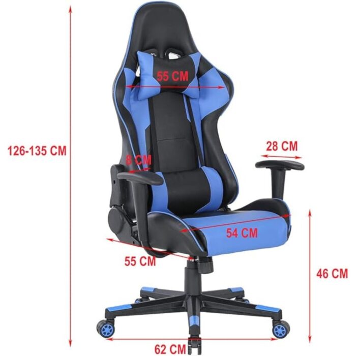 Sedia da Gaming Ergonomica con Cuscini e Braccioli | Poltrona Reclinabile Telescopica per Ufficio - immagine 5