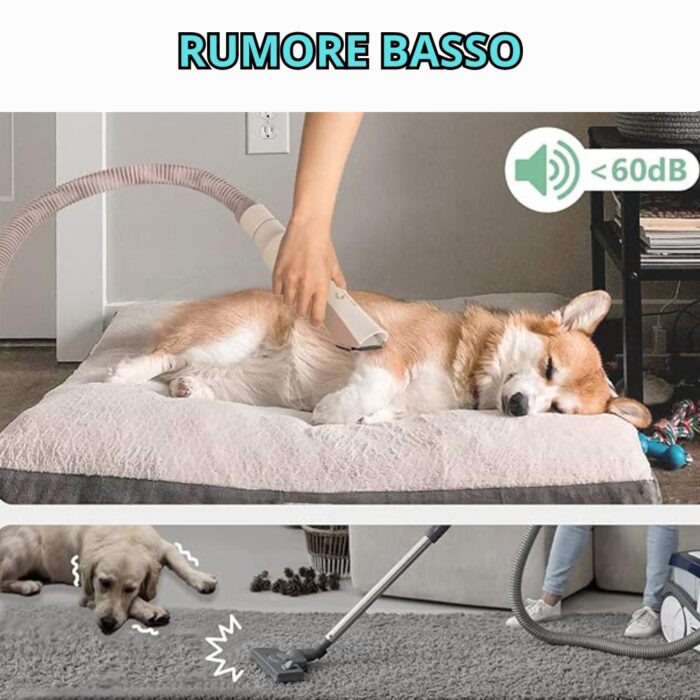 Kit Toelettatura Animali Domestici 6 in 1 Silenzioso | Rasatura, Asciugatura e Lavaggio del Pelo 1,5L - immagine 4