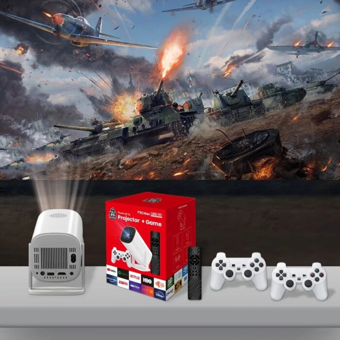 Proiettore con 2 Joystick 4K Bluetooth Wi-Fi | Riflettore Regolabile per Giochi, Film, Serie con Telecomando - immagine 6
