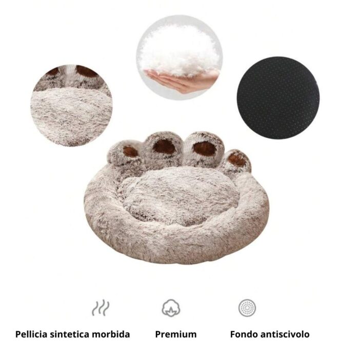 Cuccia a Forma di Zampa 50 cm | Materassino Caldo Morbido Anti-scivolo - immagine 5
