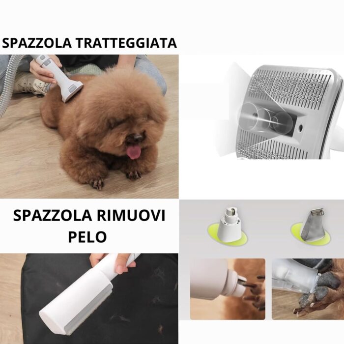 Kit Toelettatura Animali Domestici 6 in 1 Silenzioso | Rasatura, Asciugatura e Lavaggio del Pelo 1,5L - immagine 8