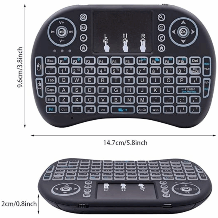 Tastiera Wireless Retroilluminata con Touchpad e Mouse | Ricaricabile 2.4GHz per Smart TV e PC - immagine 3