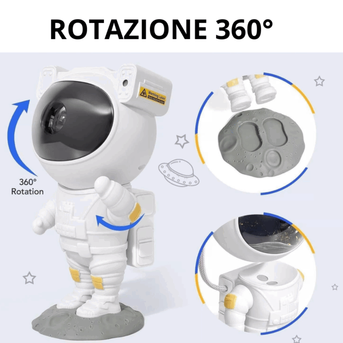 Proiettore Astronauta LED 3 in1 Cielo Stellato 360° con Telecomando - immagine 7