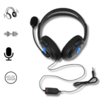 Cuffie da Gioco con Microfono 3.5mm per PS4 e PC | Auricolari Cablati con Audio Stereo