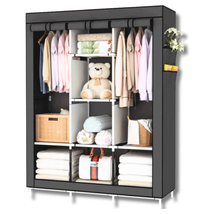 Armadio in Tessuto 170x130x45 cm Richiudibile 6 Ripiani | Guardaroba Compatto - immagine 2