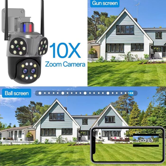 Telecamera PTZ Wi-Fi 360° Quadruple Vision | Audio Bidirezionale e Allarme 8mp - immagine 6