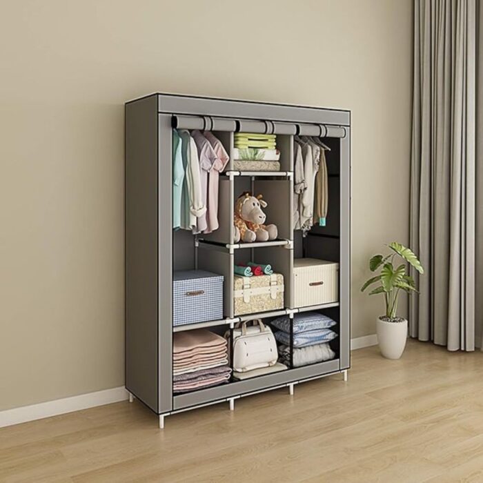 Armadio in Tessuto 170x130x45 cm Richiudibile 6 Ripiani | Guardaroba Compatto - immagine 5