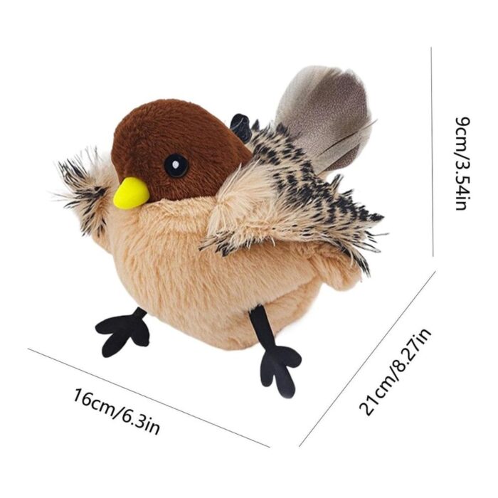 Uccellino Flappy per Animali con Ali Mobili e Cinguettio Reale | Peluche USB Ricaricabile - immagine 3