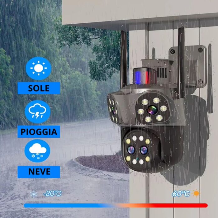 Telecamera PTZ Wi-Fi 360° Quadruple Vision | Audio Bidirezionale e Allarme 8mp - immagine 4
