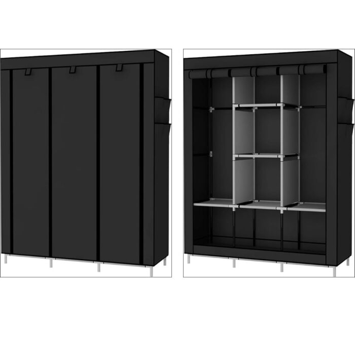Armadio in Tessuto 170x130x45 cm Richiudibile 6 Ripiani | Guardaroba Compatto - immagine 6