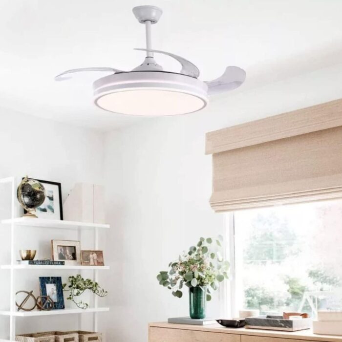 Lampadario con Ventilatore LED 120W, Pale Retrattili 3 Velocità e 3 Tonalità di Luce - immagine 3