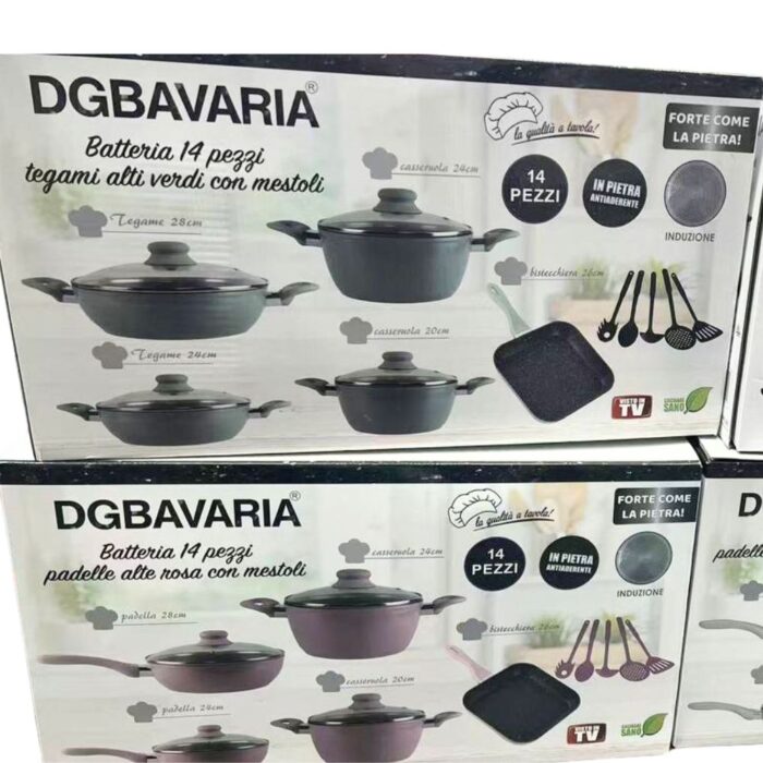 Batteria Pentole e Padelle 14 Pezzi Antiaderente con Pietra | Induzione e Gas DGBavaria - immagine 5