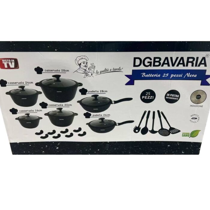 Batteria Pentole e Padelle 25 Pezzi Antiaderente con Pietra | Induzione e Gas DGBavaria - immagine 6