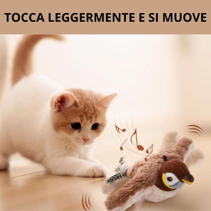 Uccellino Flappy per Animali con Ali Mobili e Cinguettio Reale | Peluche USB Ricaricabile - immagine 7