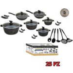 Batteria Pentole e Padelle 25 Pezzi Antiaderente con Pietra | Induzione e Gas DGBavaria