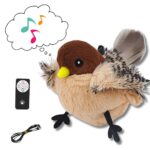 Uccellino Flappy per Animali con Ali Mobili e Cinguettio Reale | Peluche USB Ricaricabile